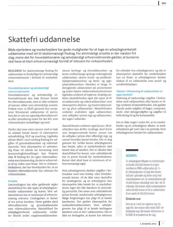 Skattefri uddannelse til alternativ behandler